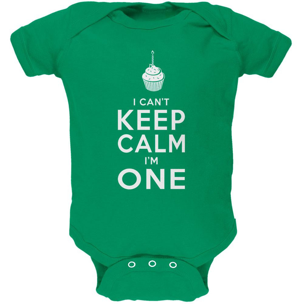 Birthday I Can't Keep Calm I'm 1 One Kelly Green Soft Baby One Piece Baby One Piece Old Glory 0-3M Green 