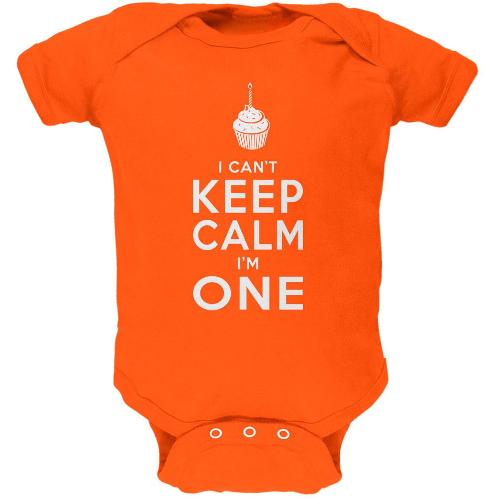 Birthday I Can't Keep Calm I'm 1 One Orange Soft Baby One Piece Baby One Piece Old Glory 0-3M Orange 