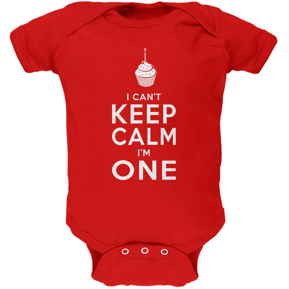 Birthday I Can't Keep Calm I'm 1 One Red Soft Baby One Piece Baby One Piece Old Glory 0-3M Red 