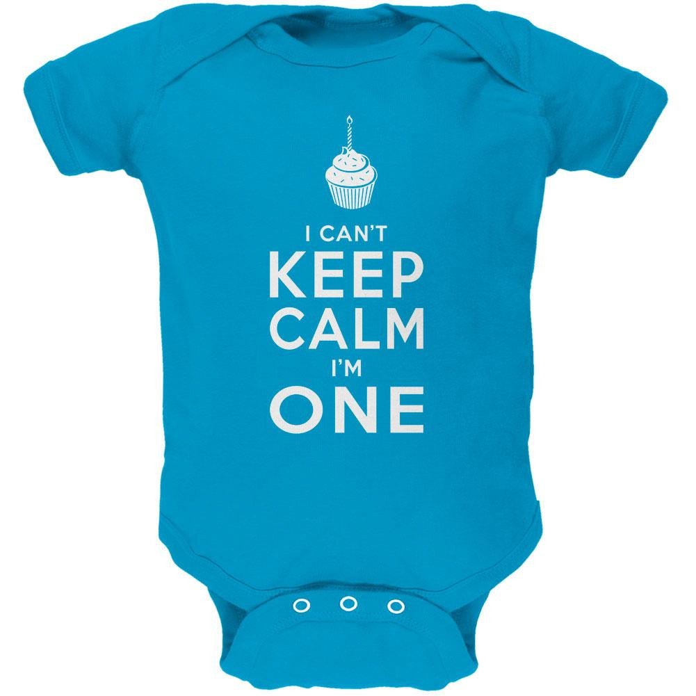 Birthday I Can't Keep Calm I'm 1 One Turquoise Soft Baby One Piece Baby One Piece Old Glory 0-3M Blue 