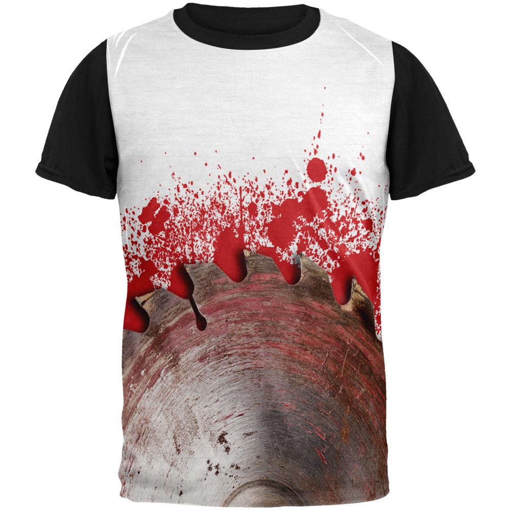 Halloween Bloody Saw Blade Massacre Adult Black Back T-Shirt Men's T-Shirts Old Glory SM Multi 