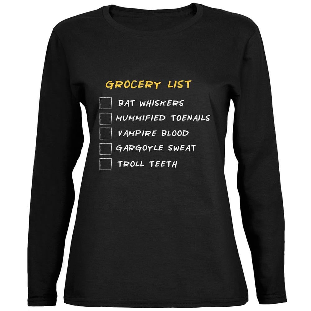 Halloween Checklist Black Womens Long Sleeve T-Shirt Women's Long Sleeves Old Glory 2XL Black 