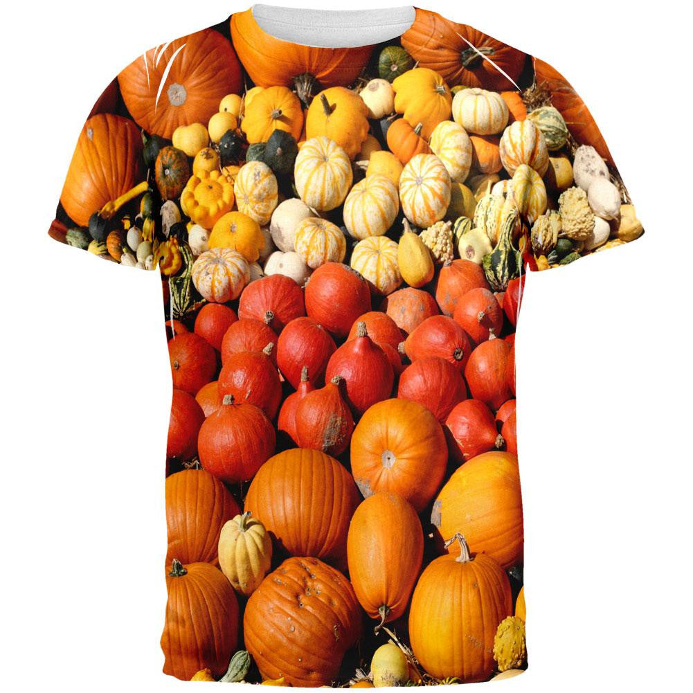 Halloween Rows of Pumpkins All Over Adult T-Shirt Men's T-Shirts Old Glory 2XL White 