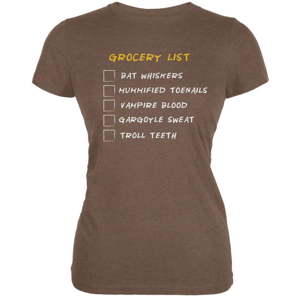 Halloween Checklist Heather Brown Juniors Soft T-Shirt Juniors T-Shirts Old Glory 2XL Brown 