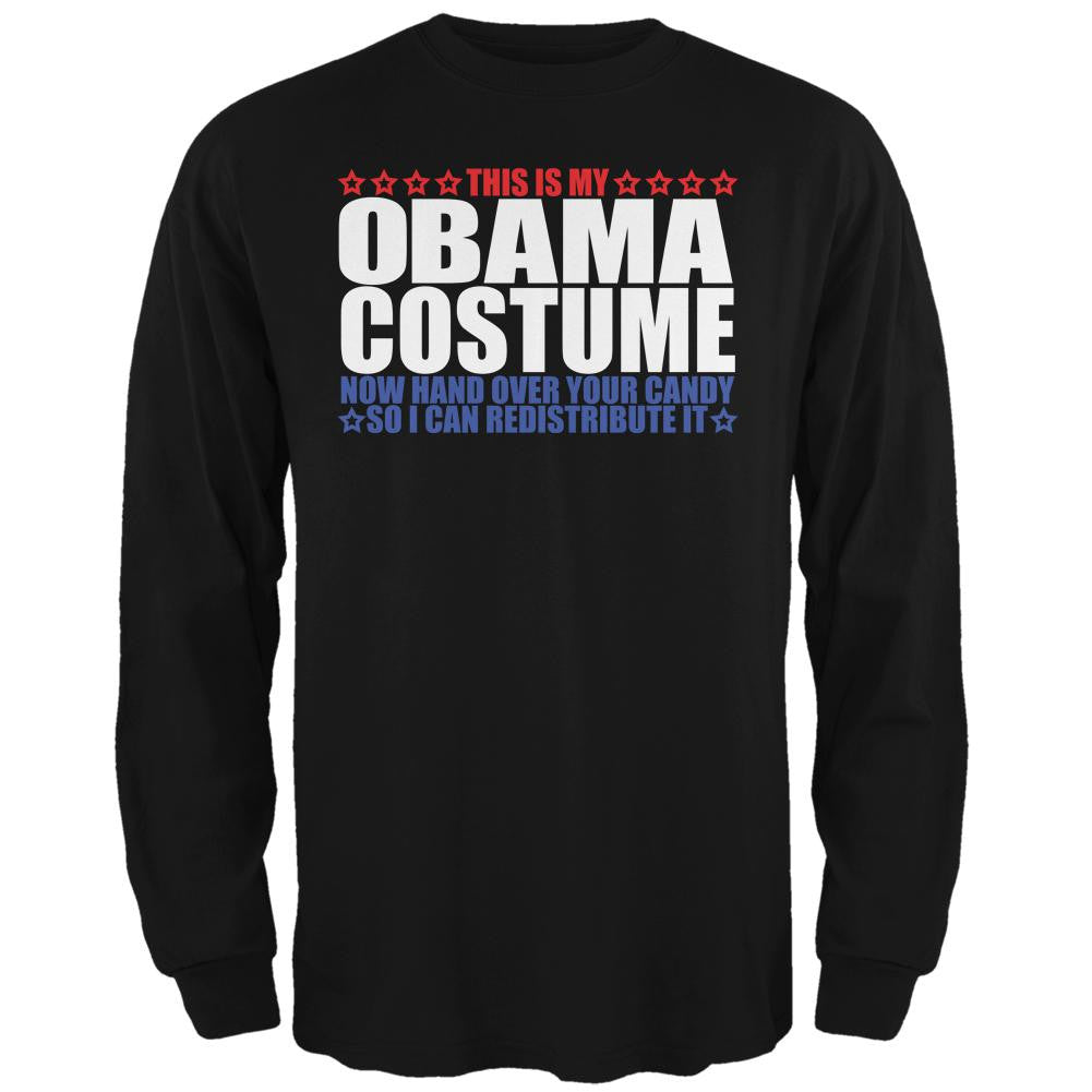 Halloween Funny Obama Costume Black Adult Long Sleeve T-Shirt Men's Long Sleeves Old Glory 2XL Black 