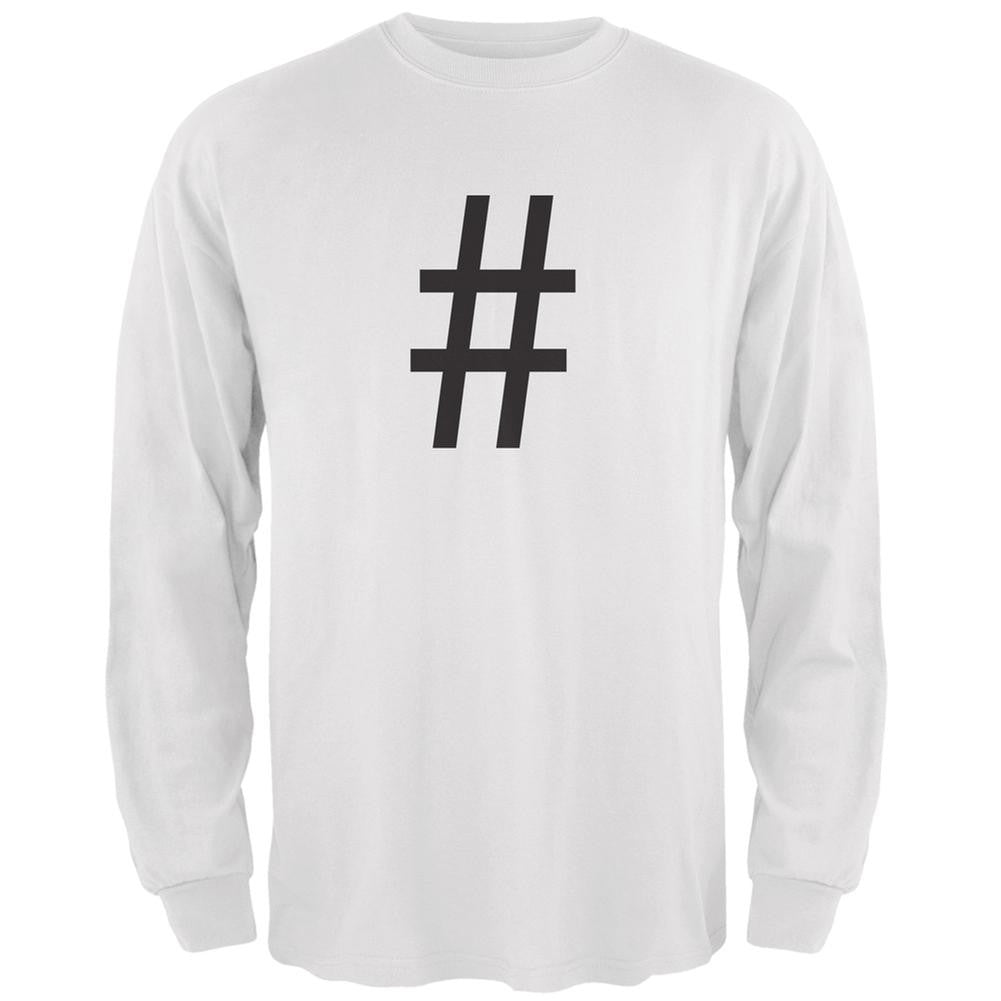 Halloween Hashtag White Adult Long Sleeve T-Shirt Men's Long Sleeves Old Glory 2XL White 