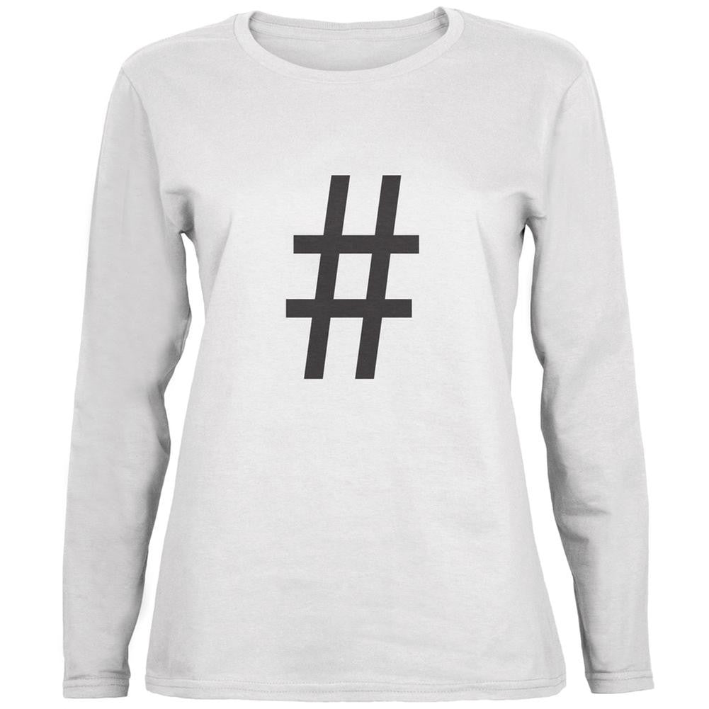 Halloween Hashtag White Womens Long Sleeve T-Shirt Women's Long Sleeves Old Glory 2XL White 