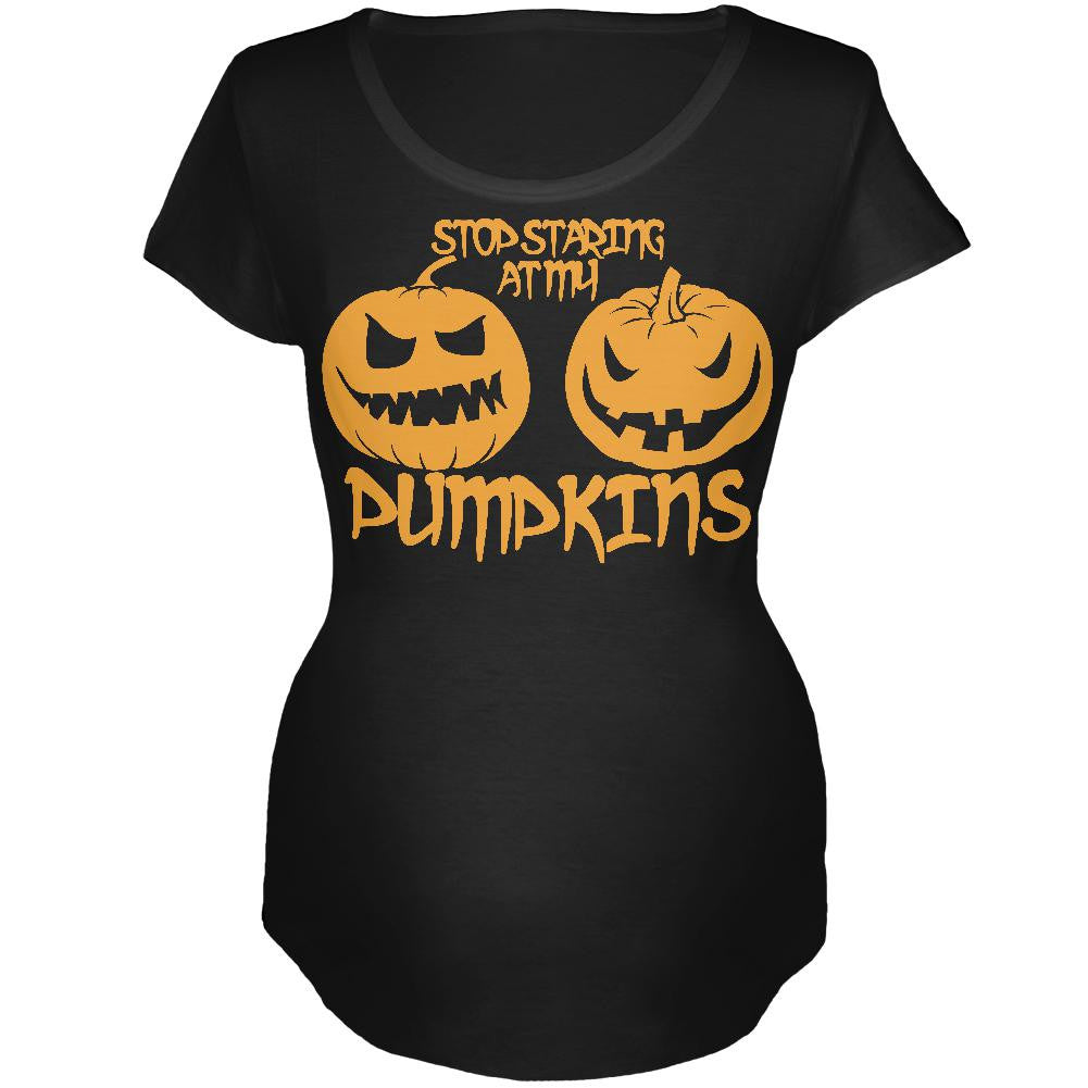 Halloween Staring at my Pumpkins Black Maternity Soft T-Shirt Maternity T-Shirts Old Glory 2XL Black 