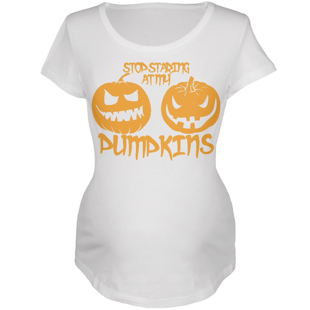 Halloween Staring at my Pumpkins White Maternity Soft T-Shirt Maternity T-Shirts Old Glory 2XL White 