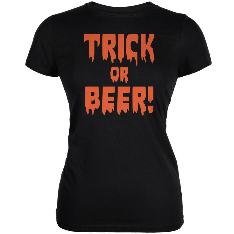 Halloween Trick or Beer Black Juniors Soft T-Shirt Juniors T-Shirts Old Glory 2XL Black 