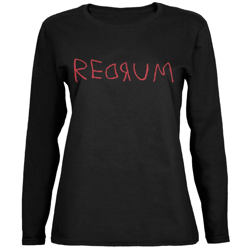 Halloween Horror Redrum Black Womens Long Sleeve T-Shirt Women's T-Shirts Old Glory 2XL Black 