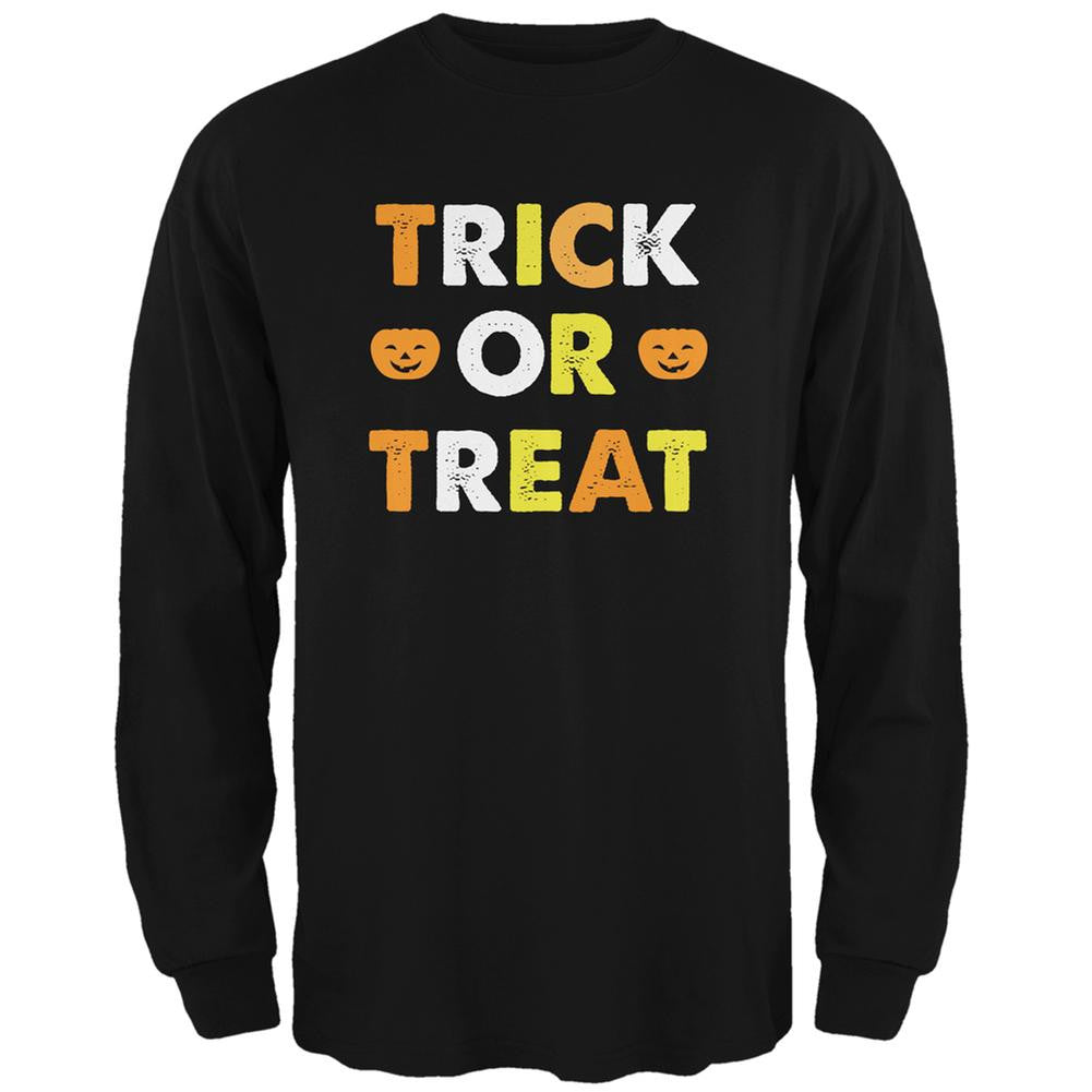 Halloween Trick Or Treat Black Adult Long Sleeve T-Shirt Men's Long Sleeves Old Glory 2XL Black 