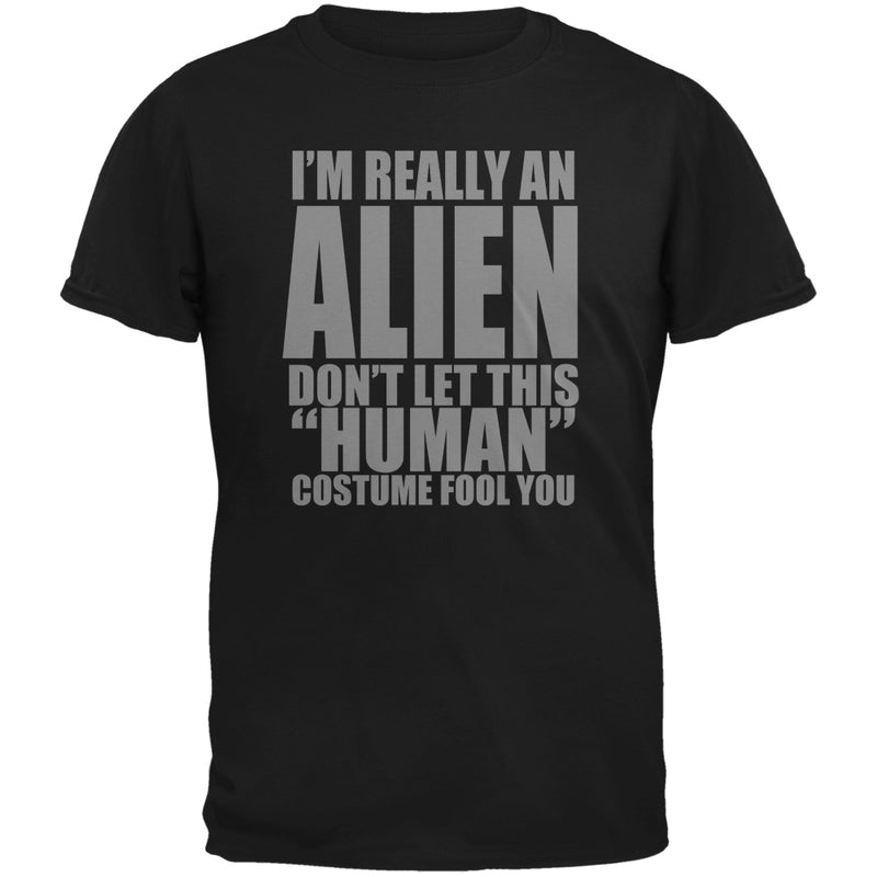 Halloween Human Alien Costume Black Adult T-Shirt Men's T-Shirts Old Glory 3XL Black 