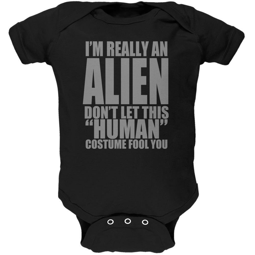 Halloween Human Alien Costume Black Soft Baby One Piece Baby One Piece Old Glory 0-3M Black 