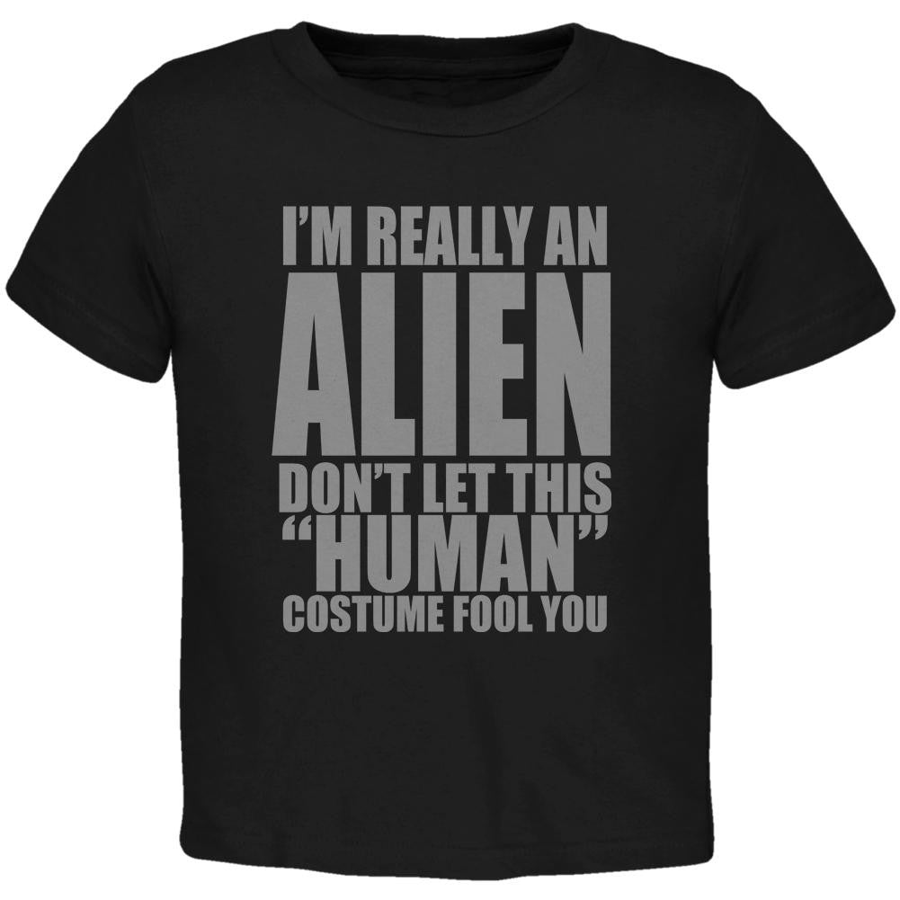 Halloween Human Alien Costume Black Toddler T-Shirt Toddler T-Shirts Old Glory 2T Black 