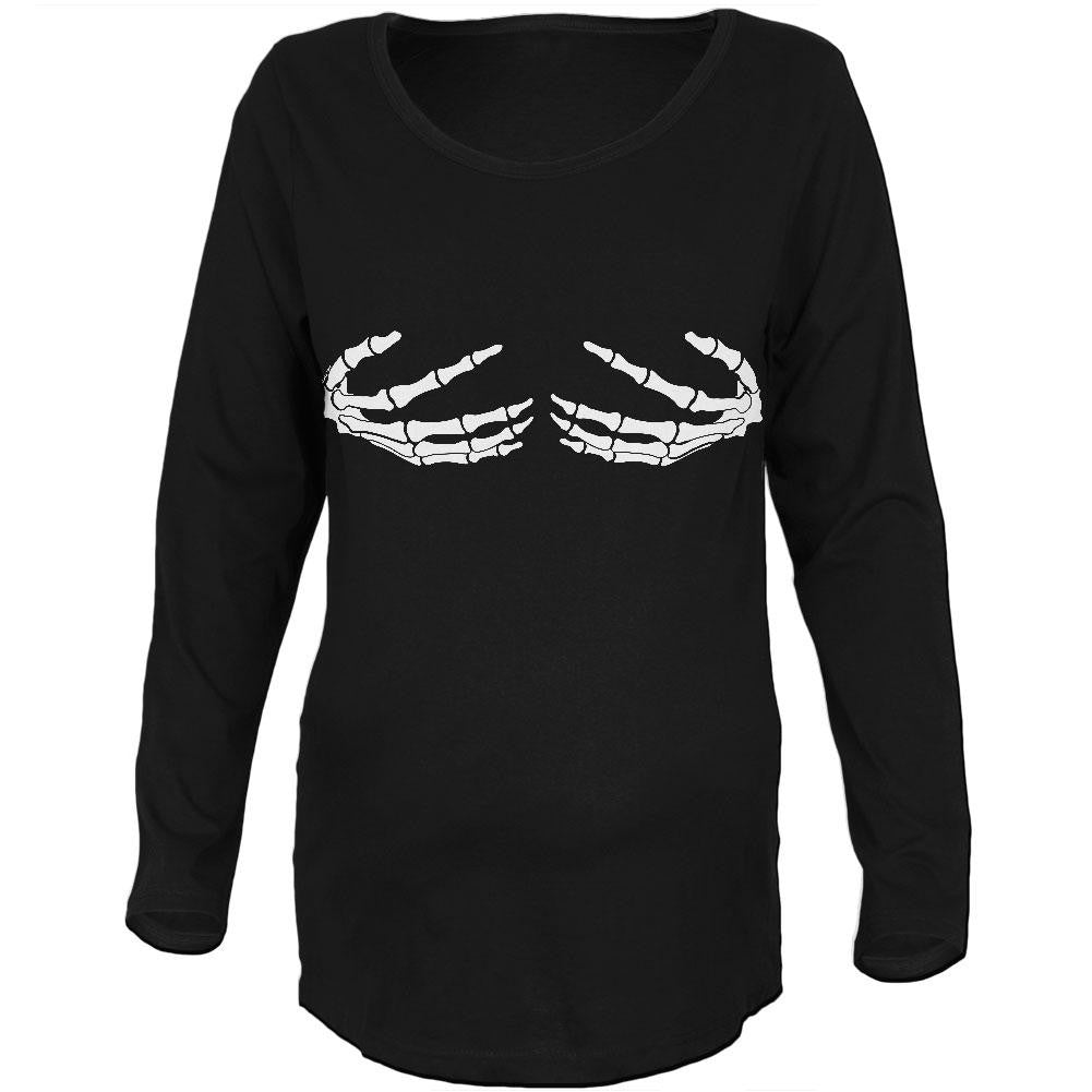 Skeleton Hands Boobs Costume Black Maternity Soft Long Sleeve T-Shirt Maternity Long Sleeve T-Shirts Old Glory 2XL Black 