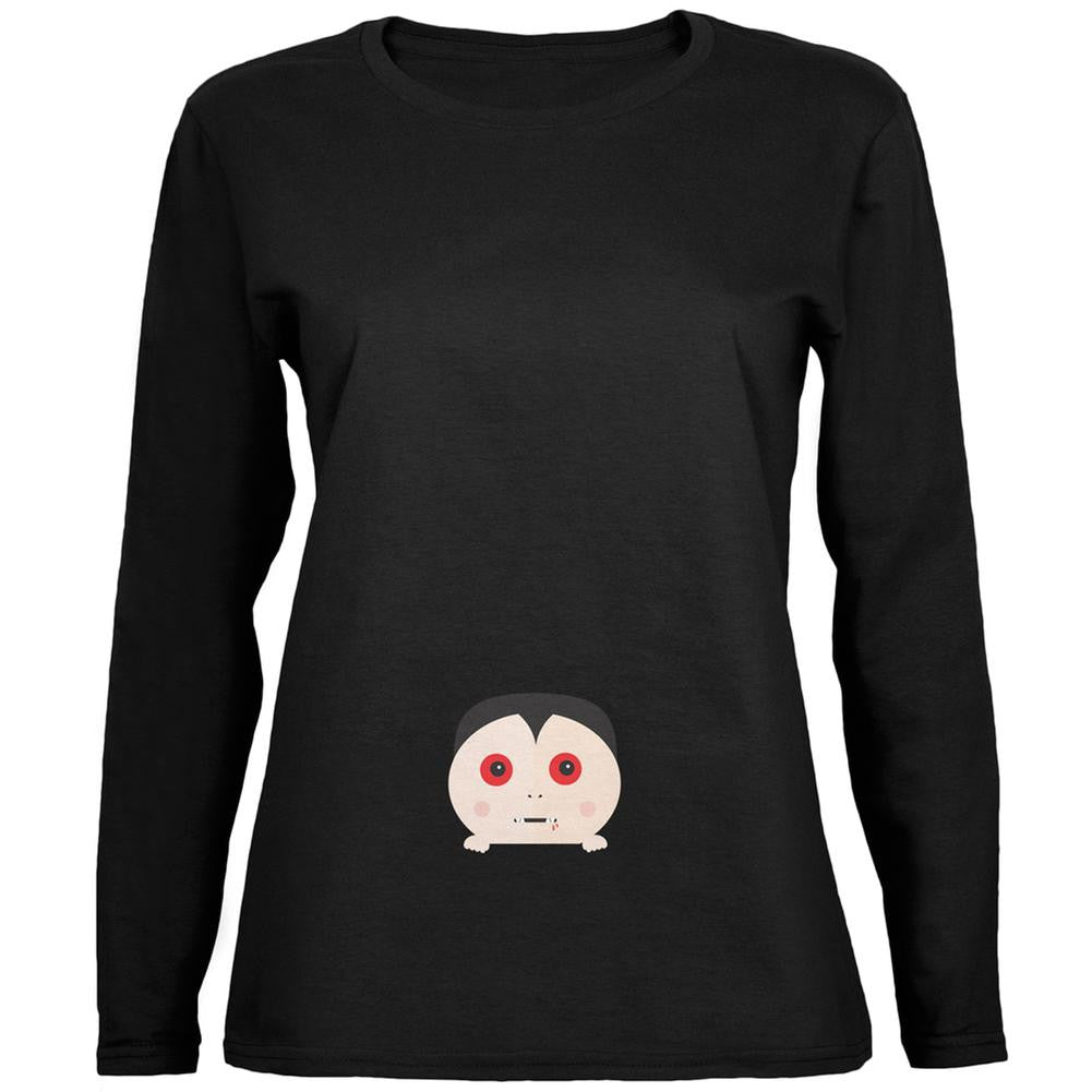 Halloween Vampire Baby Black Womens Long Sleeve T-Shirt Women's Long Sleeves Old Glory 2XL Black 