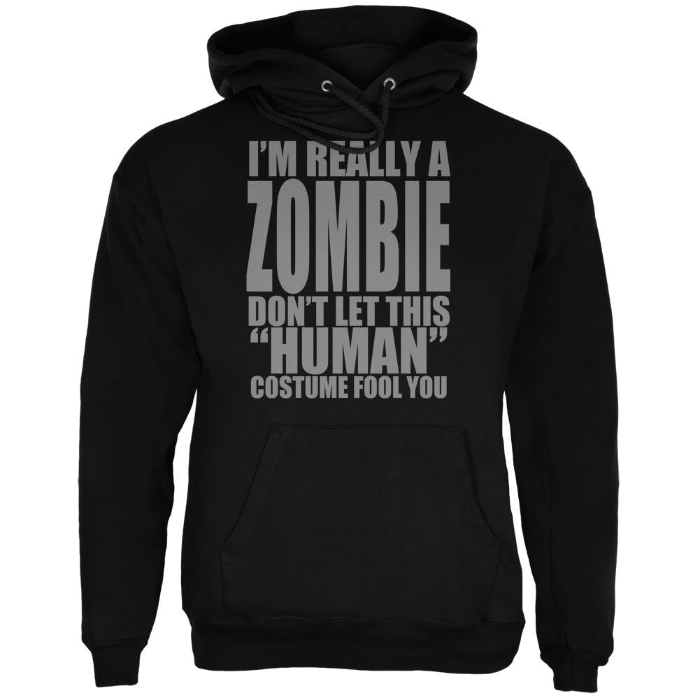 Halloween Human Zombie Costume Black Adult Hoodie Men's Hoodies Old Glory 2XL Black 