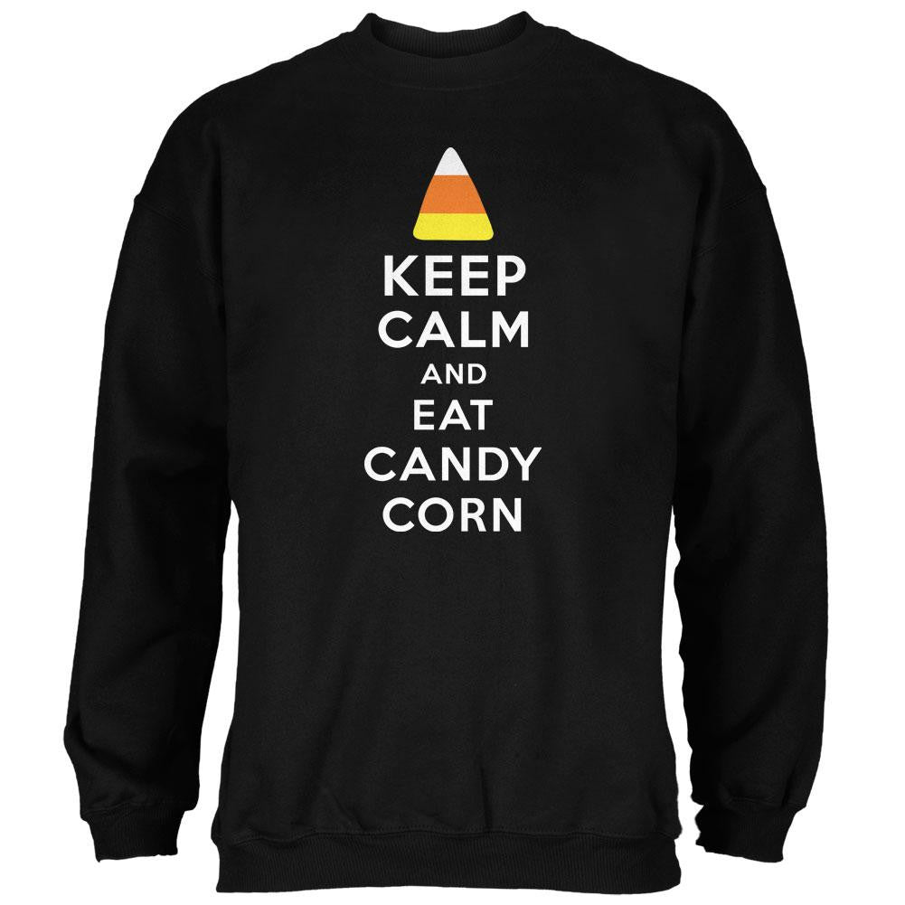 Halloween Keep Calm Candy Corn Black Adult Sweatshirt Men's Sweatshirts Old Glory 2XL Black 