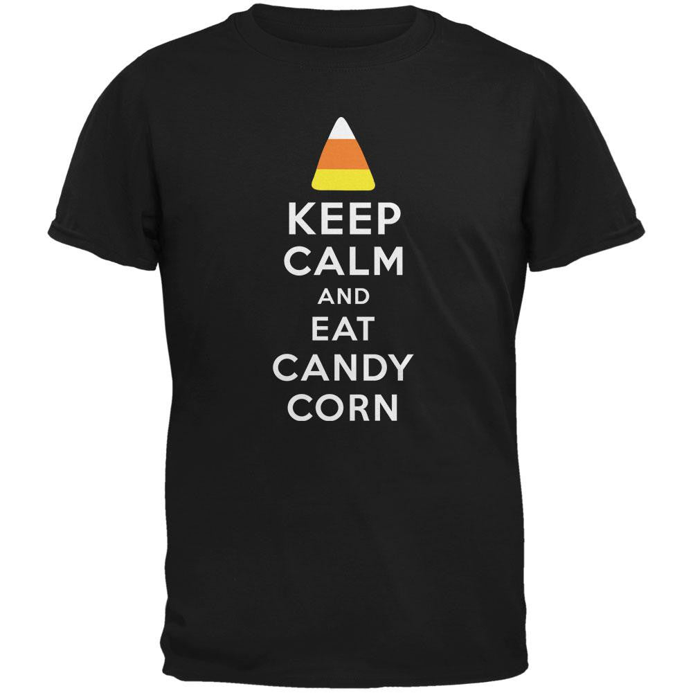 Halloween Keep Calm Candy Corn Black Adult T-Shirt Men's T-Shirts Old Glory 2XL Black 