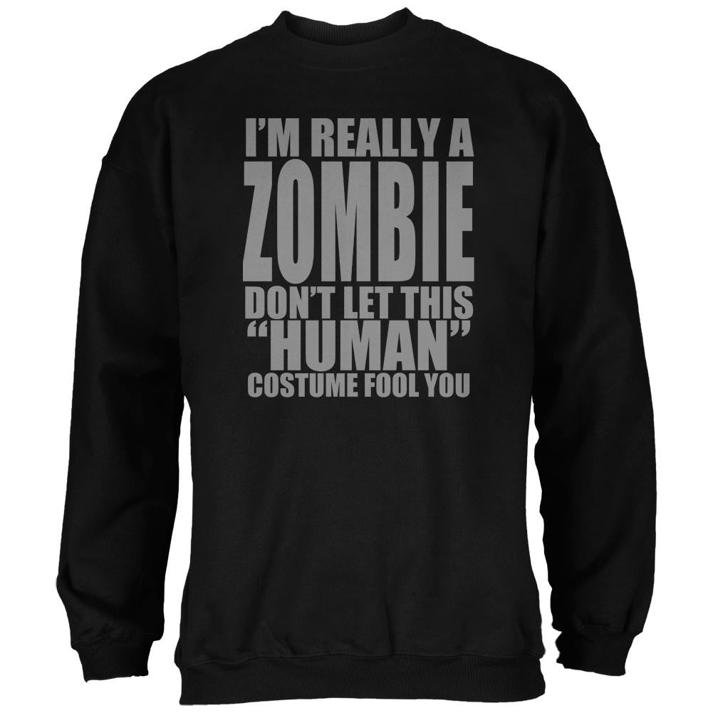 Halloween Human Zombie Costume Black Adult Sweatshirt Men's Sweatshirts Old Glory 2XL Black 