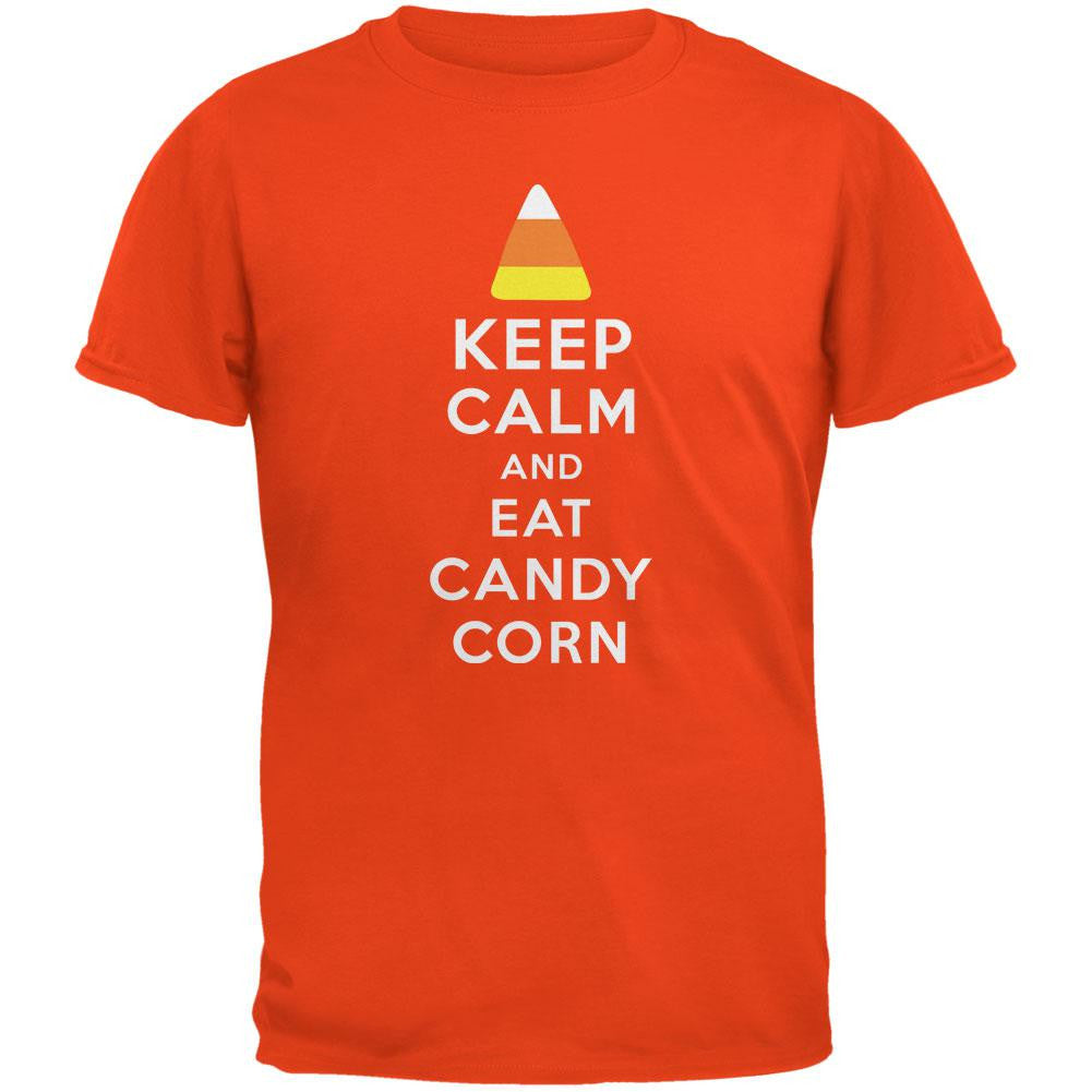 Halloween Keep Calm Candy Corn Orange Adult T-Shirt Men's T-Shirts Old Glory 2XL Orange 