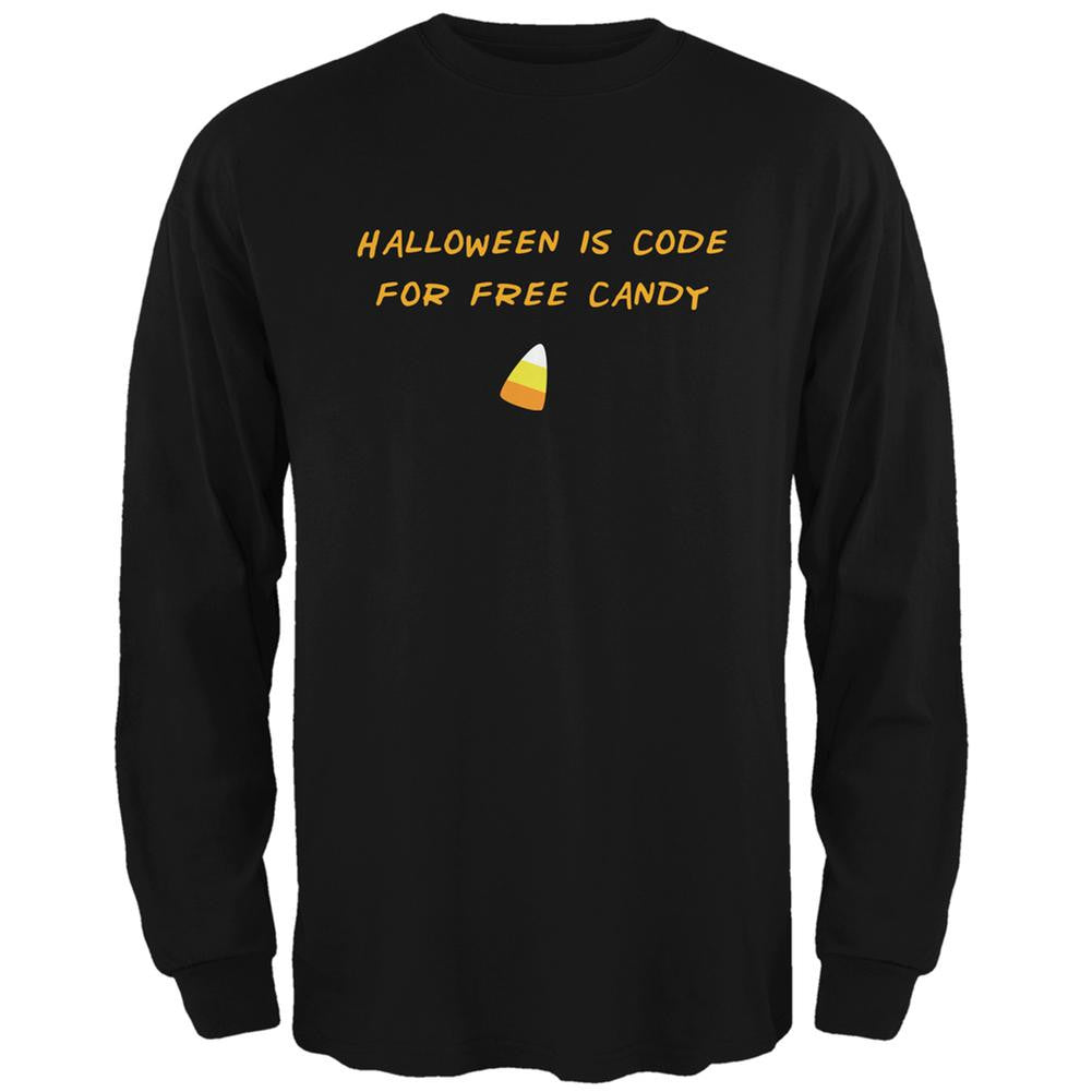 Halloween is Code For Free Candy Black Adult Long Sleeve T-Shirt Men's Long Sleeves Old Glory 2XL Black 