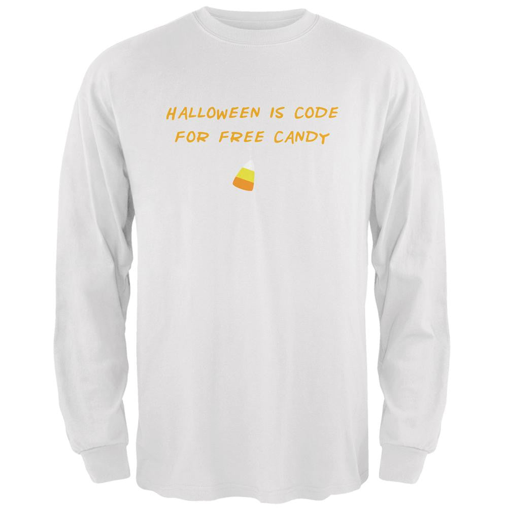 Halloween is Code For Free Candy White Adult Long Sleeve T-Shirt Men's Long Sleeves Old Glory 2XL White 