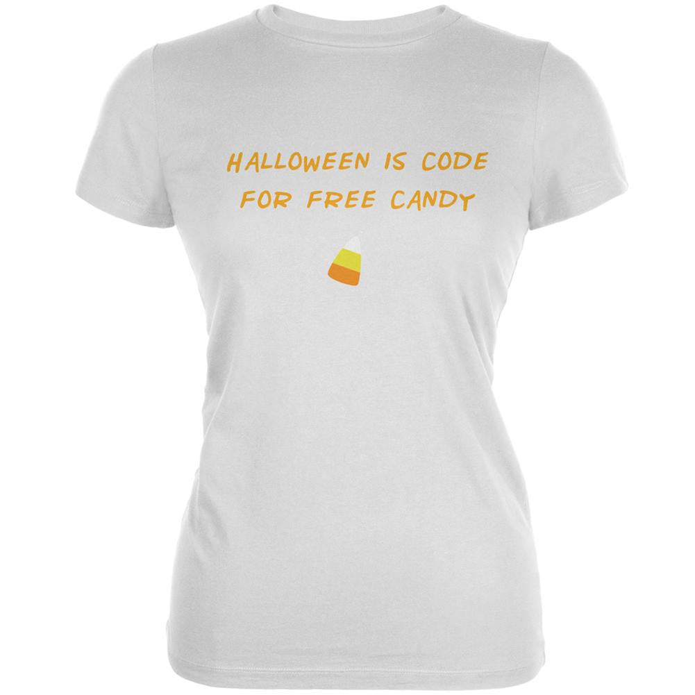 Halloween is Code For Free Candy White Juniors Soft T-Shirt Juniors T-Shirts Old Glory 2XL White 