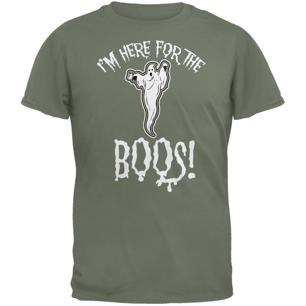 Halloween I'm Here For The Boos Military Green Adult T-Shirt Men's T-Shirts Old Glory 2XL Green 