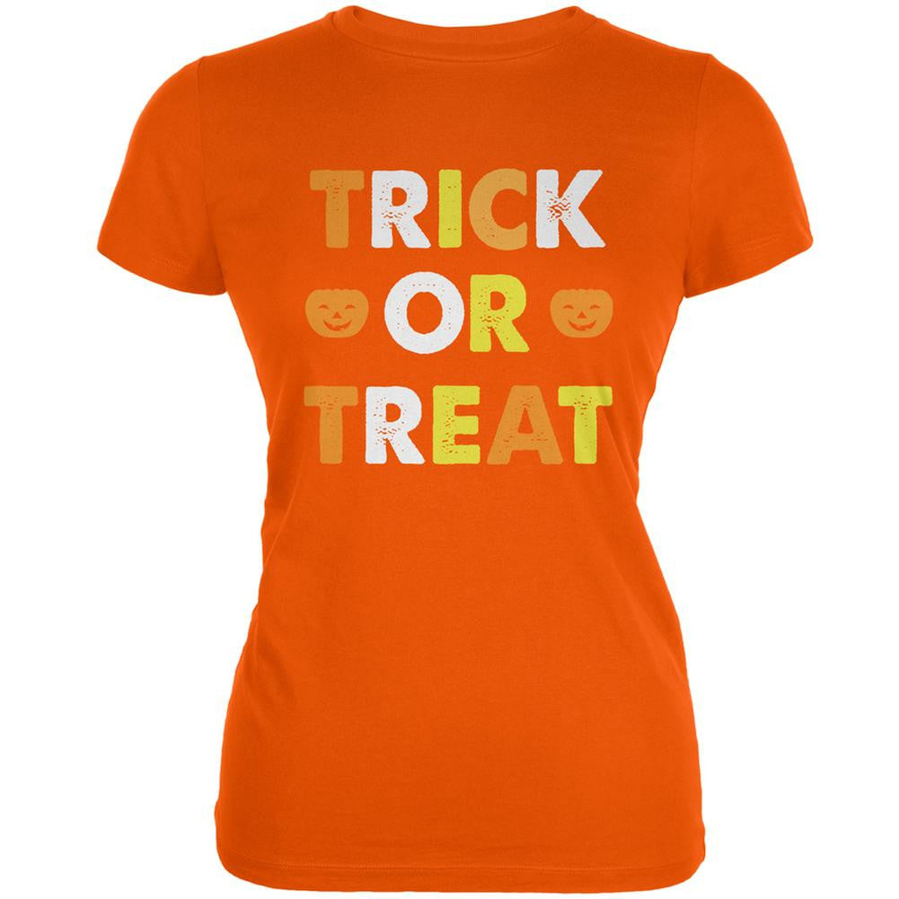 Halloween Trick Or Treat Orange Juniors Soft T-Shirt Juniors T-Shirts Old Glory 2XL Orange 