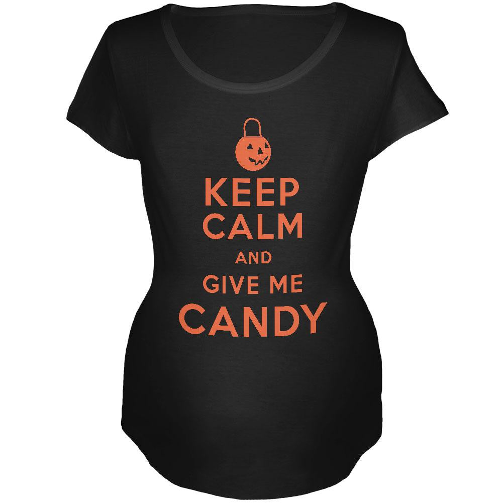 Halloween Keep Calm Give Me Candy Black Maternity Soft T-Shirt Maternity T-Shirts Old Glory 2XL Black 