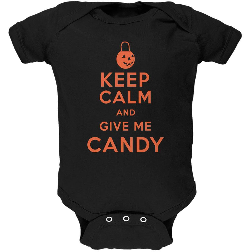 Halloween Keep Calm Give Me Candy Black Soft Baby One Piece Baby One Piece Old Glory 0-3M Black 