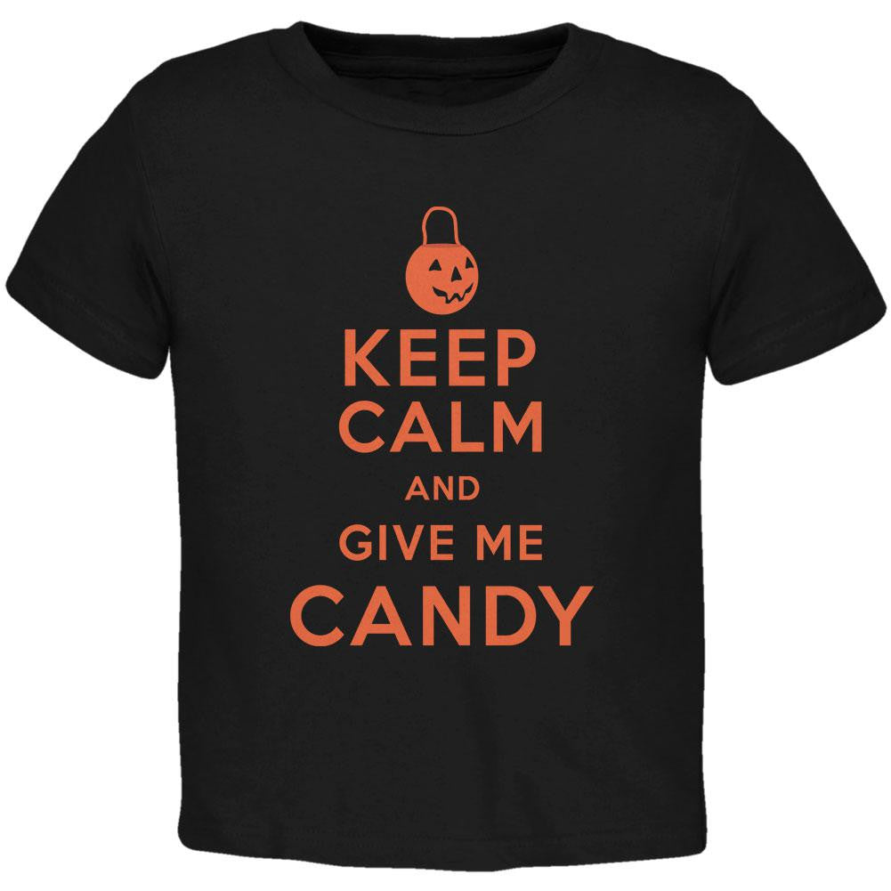 Halloween Keep Calm Give Me Candy Black Toddler T-Shirt Toddler T-Shirts Old Glory 2T Black 