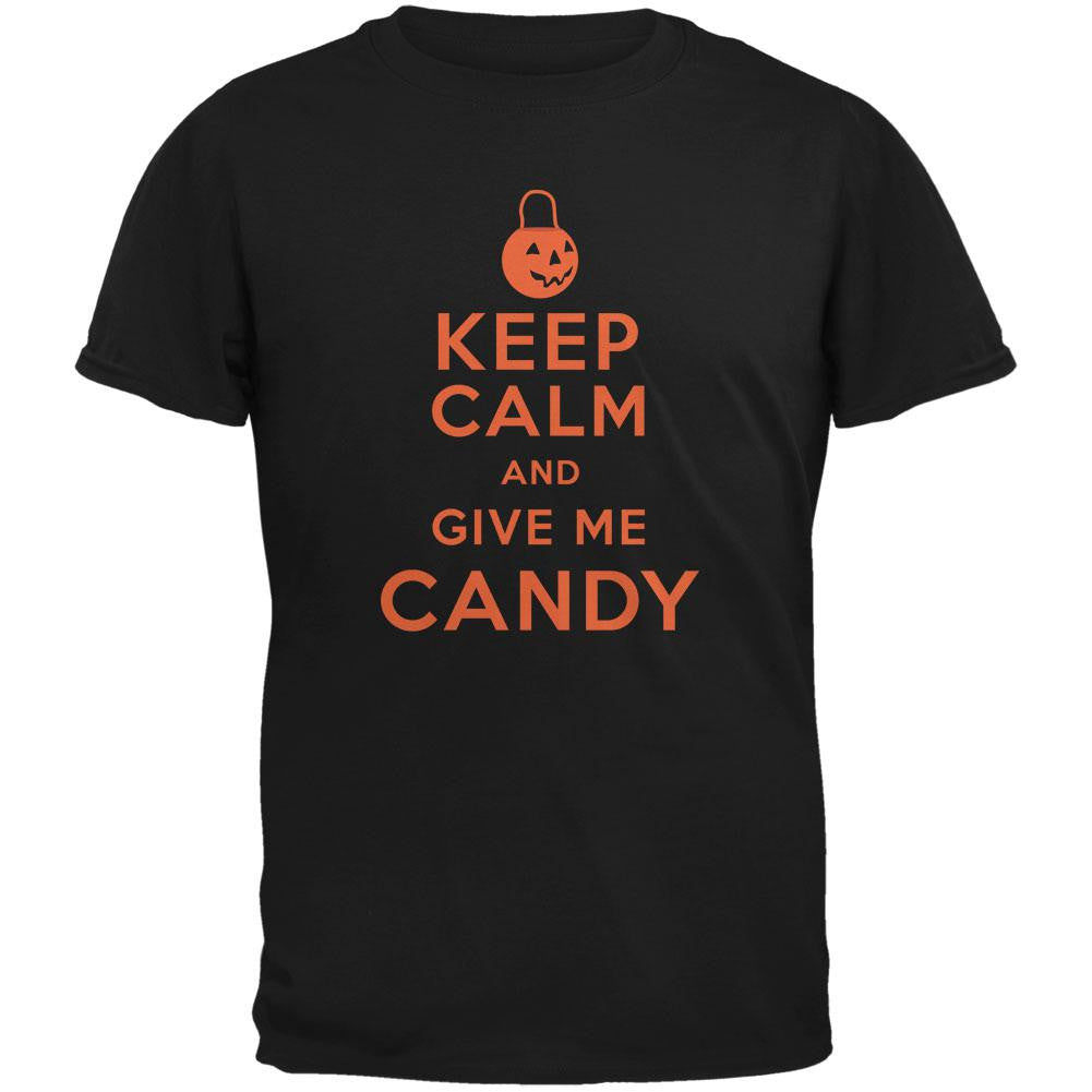 Halloween Keep Calm Give Me Candy Black Youth T-Shirt Youth T-Shirts Old Glory LG Black 