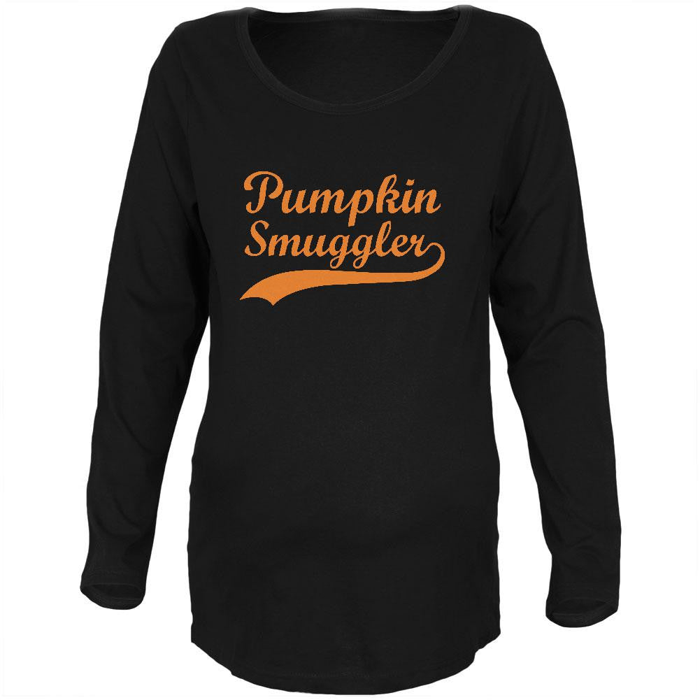 Halloween Pumpkin Smuggler Black Maternity Soft Long Sleeve T-Shirt Maternity Long Sleeve T-Shirts Old Glory 2XL Black 