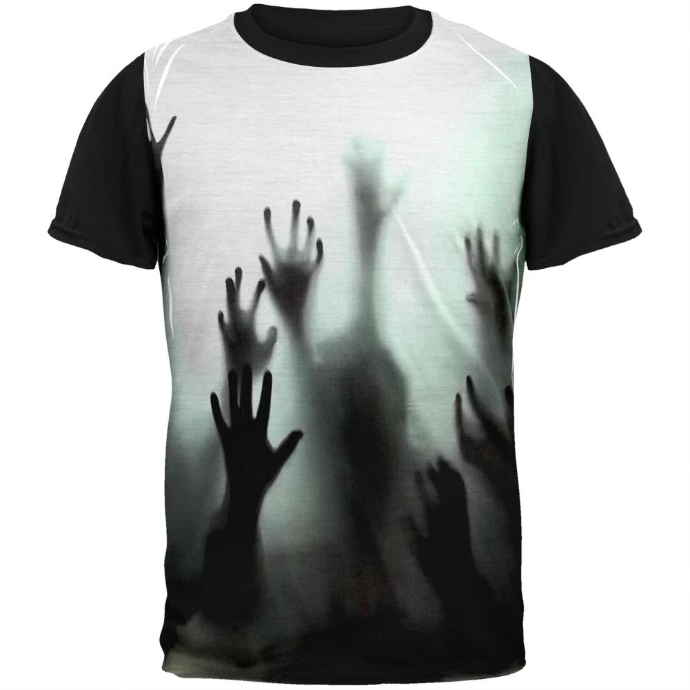 Halloween Zombie Hands Adult Black Back T-Shirt Men's T-Shirts Old Glory SM Black 