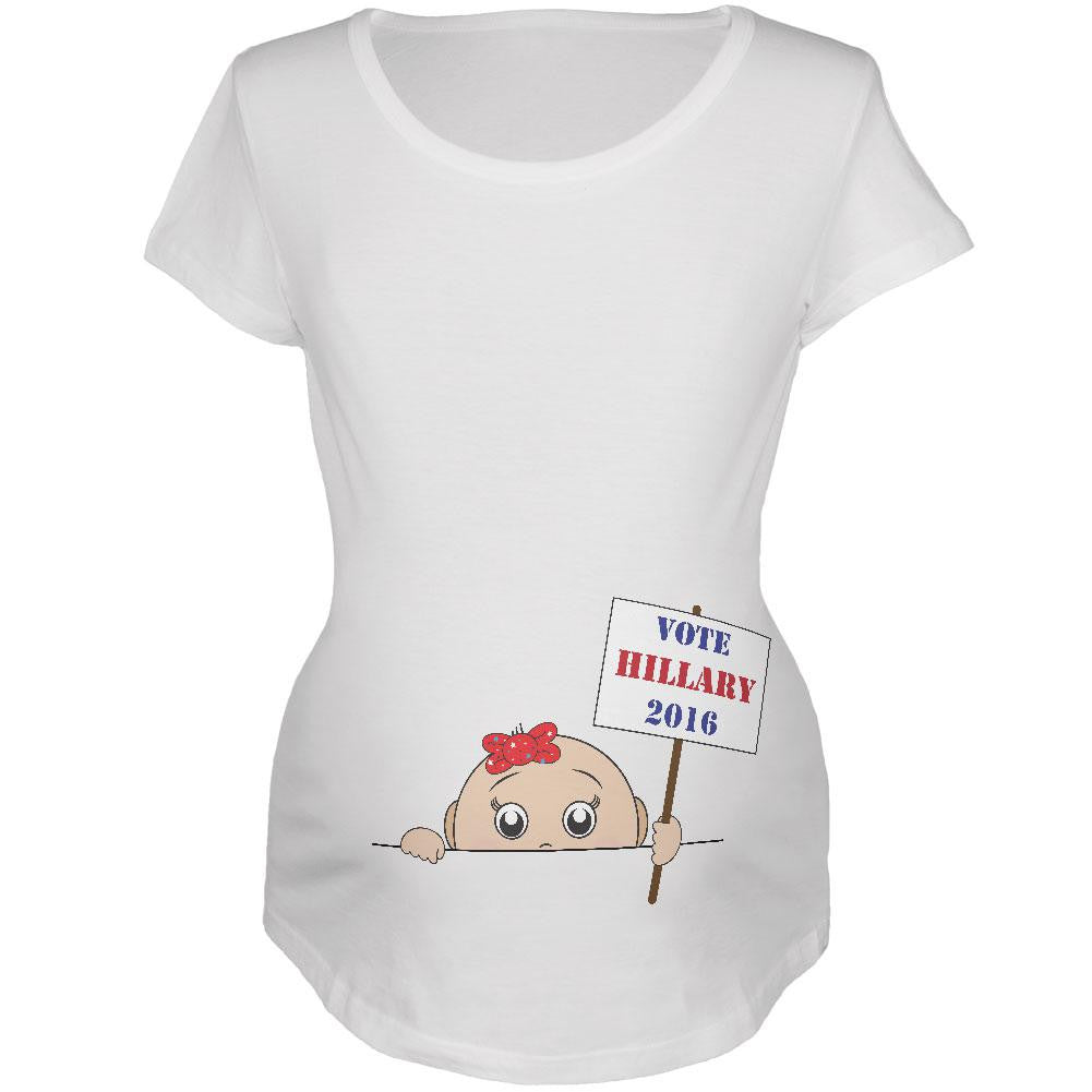 Election 2016 Peeking Baby Girl Hillary Clinton White Maternity Soft T-Shirt Maternity T-Shirts Old Glory 2XL White 