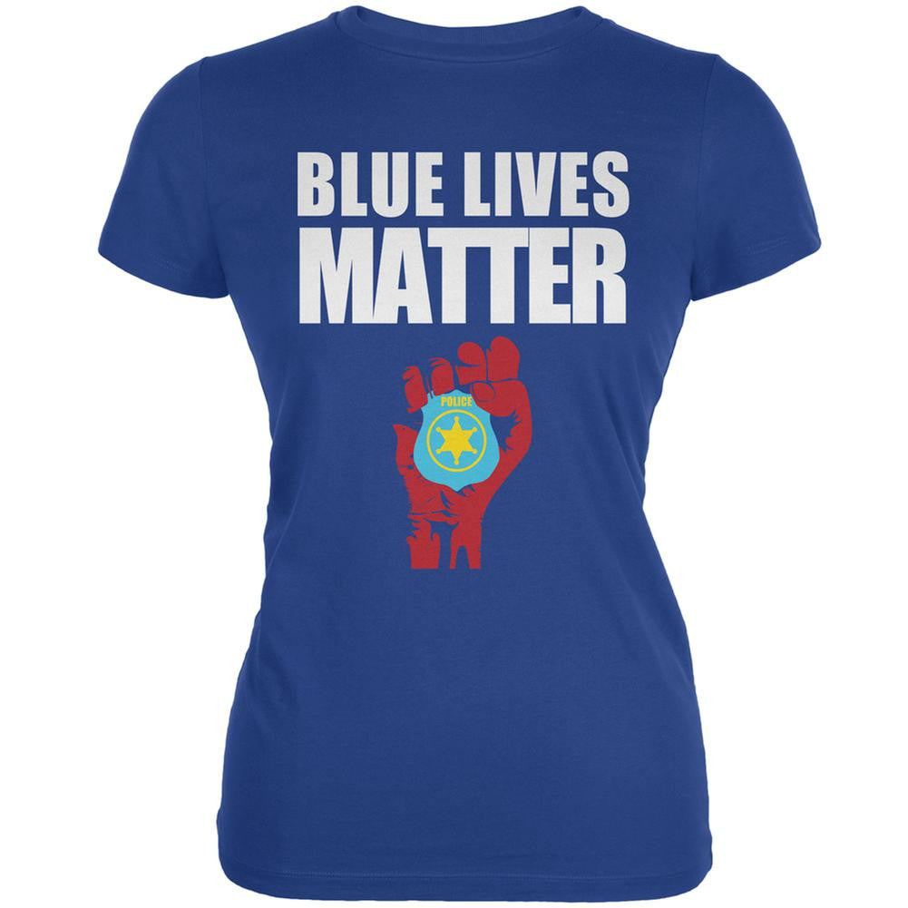 Blue Lives Matter Fist Royal Juniors Soft T-Shirt Juniors T-Shirts Old Glory SM Blue 