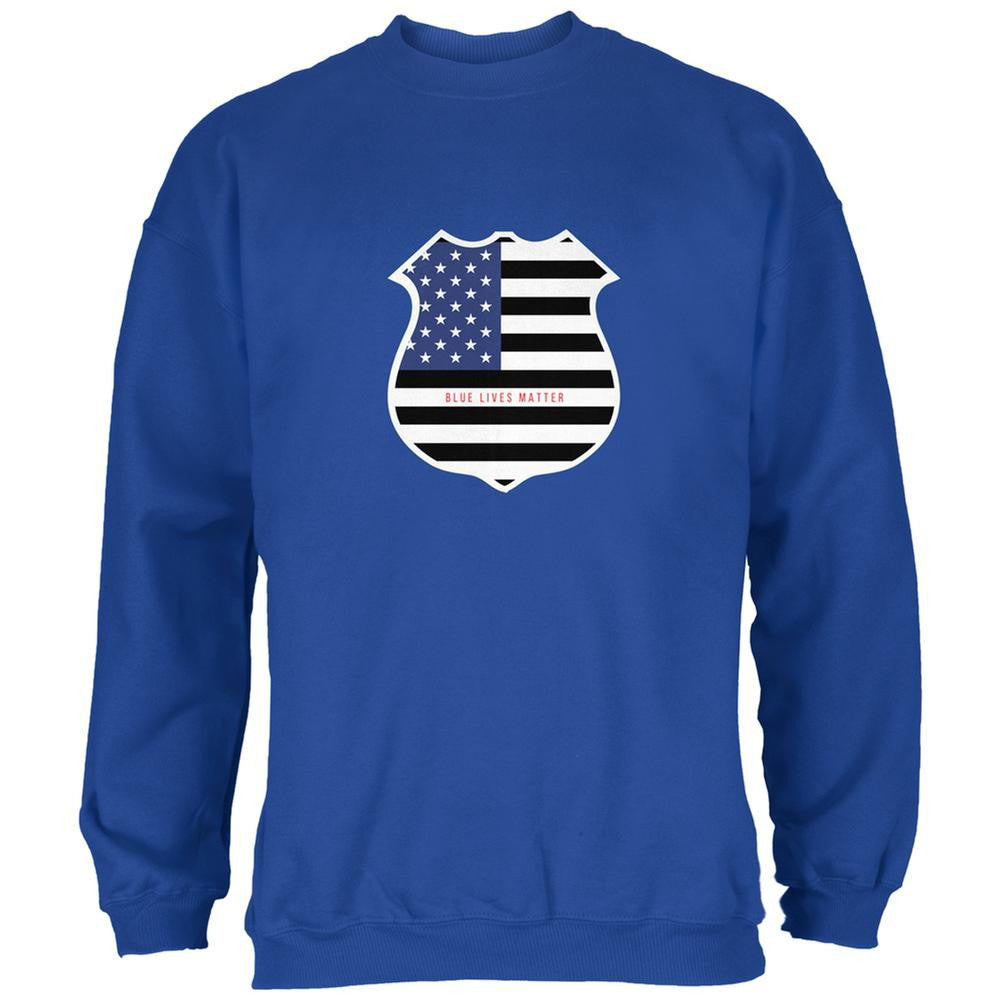 Blue Lives Matter Flag Badge Royal Adult Sweatshirt Men's Sweatshirts Old Glory SM Blue 