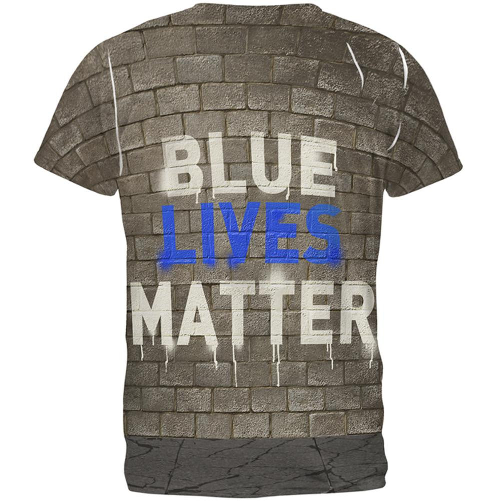 Blue Lives Matter All Over Adult T-Shirt Men's T-Shirts Old Glory   