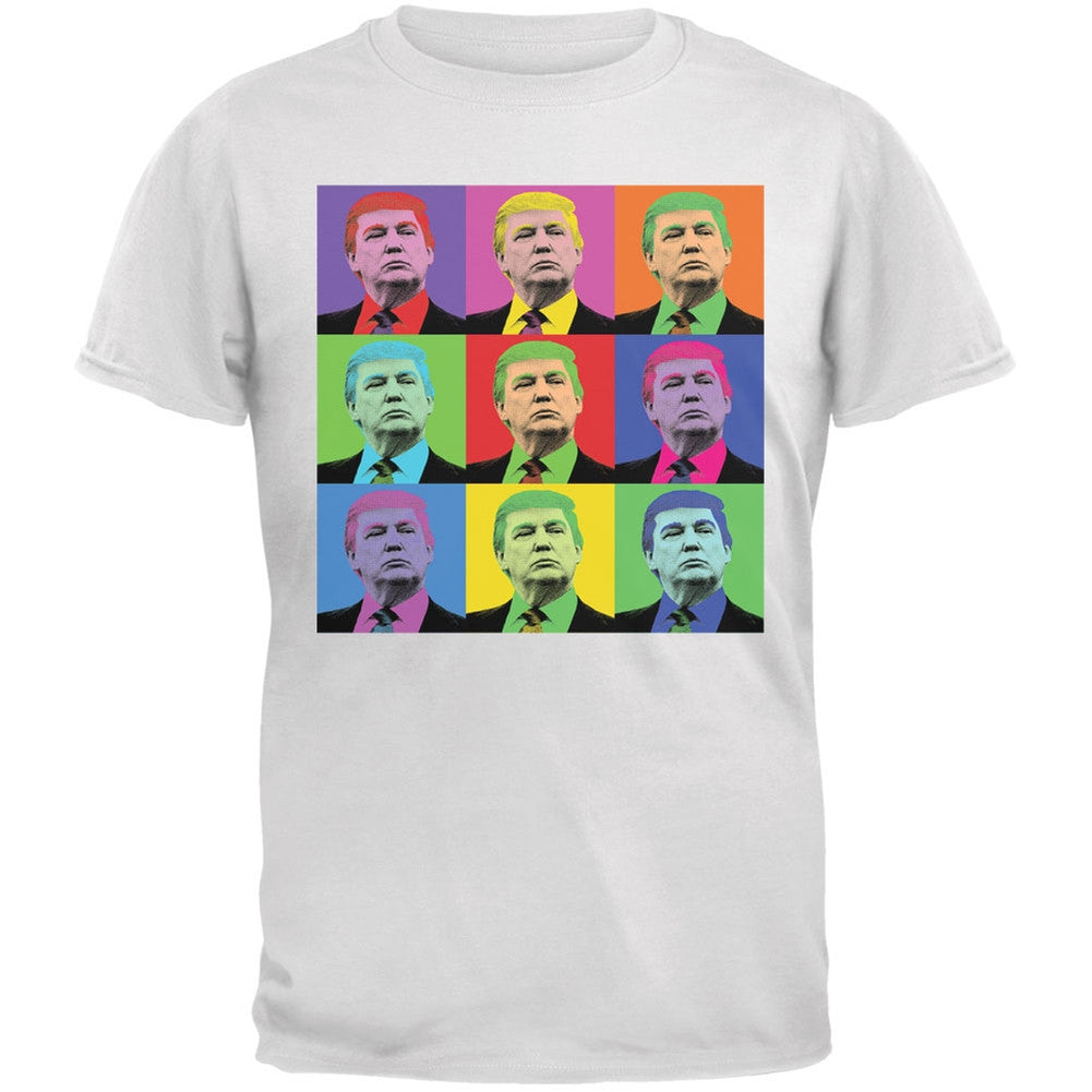 Election 2016 Donald Trump Pop Art Squares White Adult T-Shirt Men's T-Shirts Old Glory 2XL White 