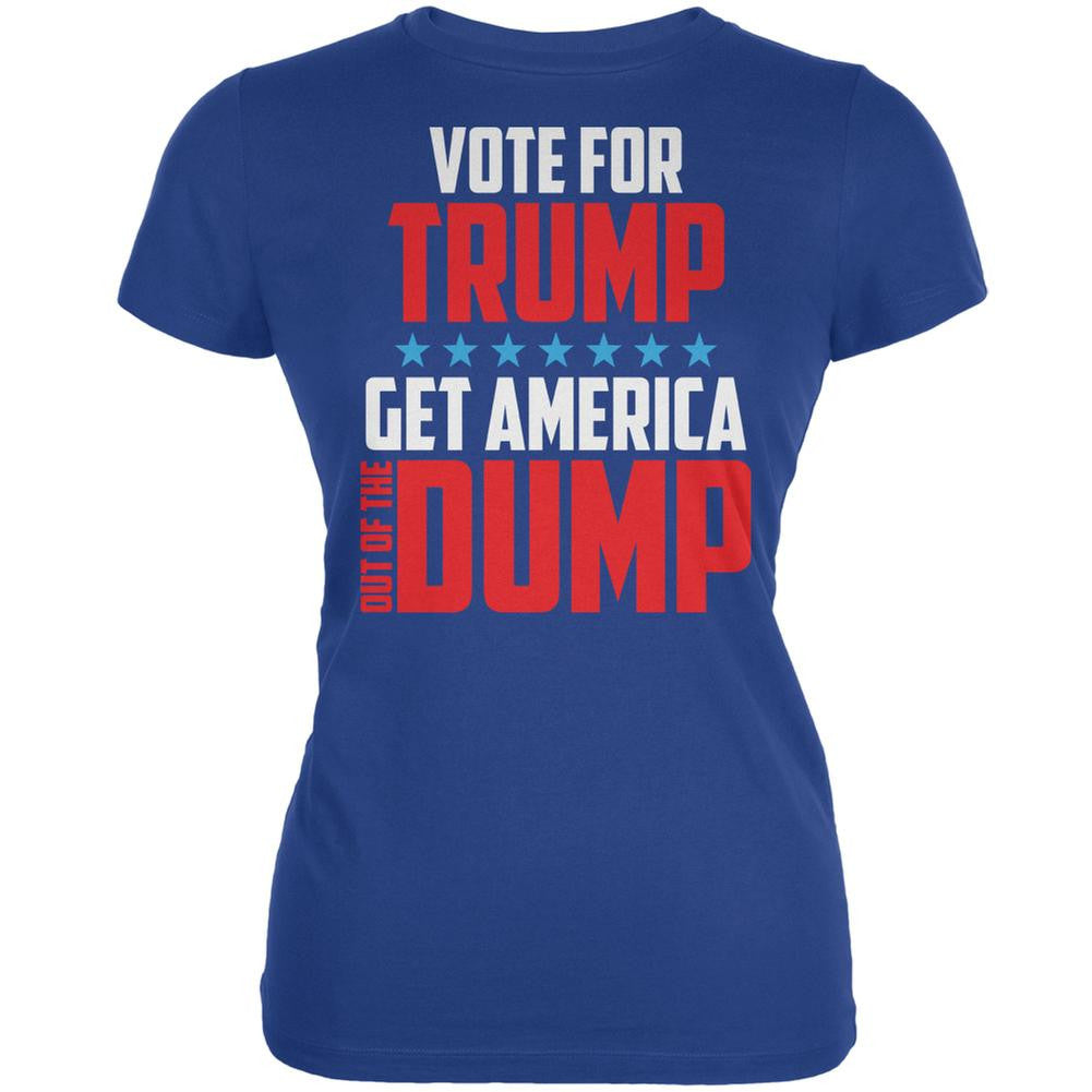 Election 2016 America In The Dump Vote For Trump Royal Juniors Soft T-Shirt Juniors T-Shirts Old Glory 2XL Blue 