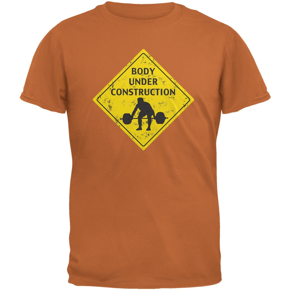 Body Under Construction Funny Texas Orange Adult T-Shirt Men's T-Shirts Old Glory 2XL Orange 