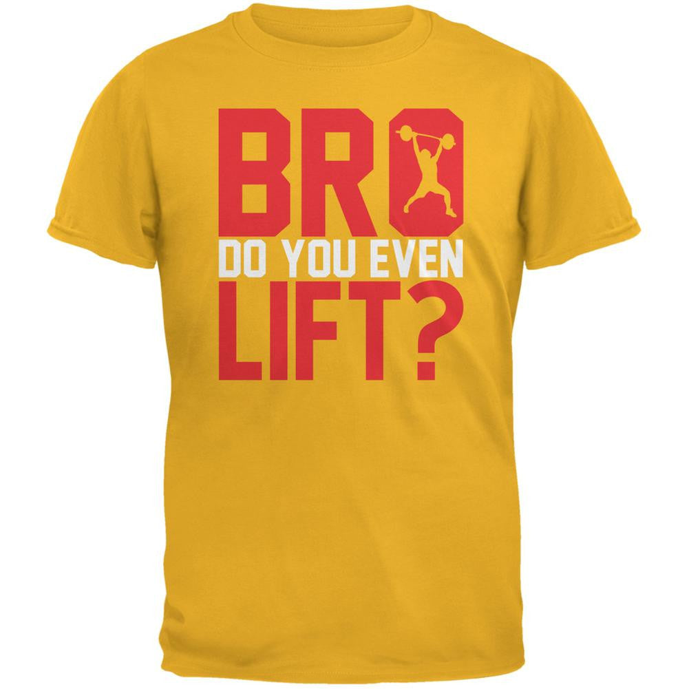 Bro Do You Even Lift? Gold Adult T-Shirt Men's T-Shirts Old Glory 2XL Yellow 