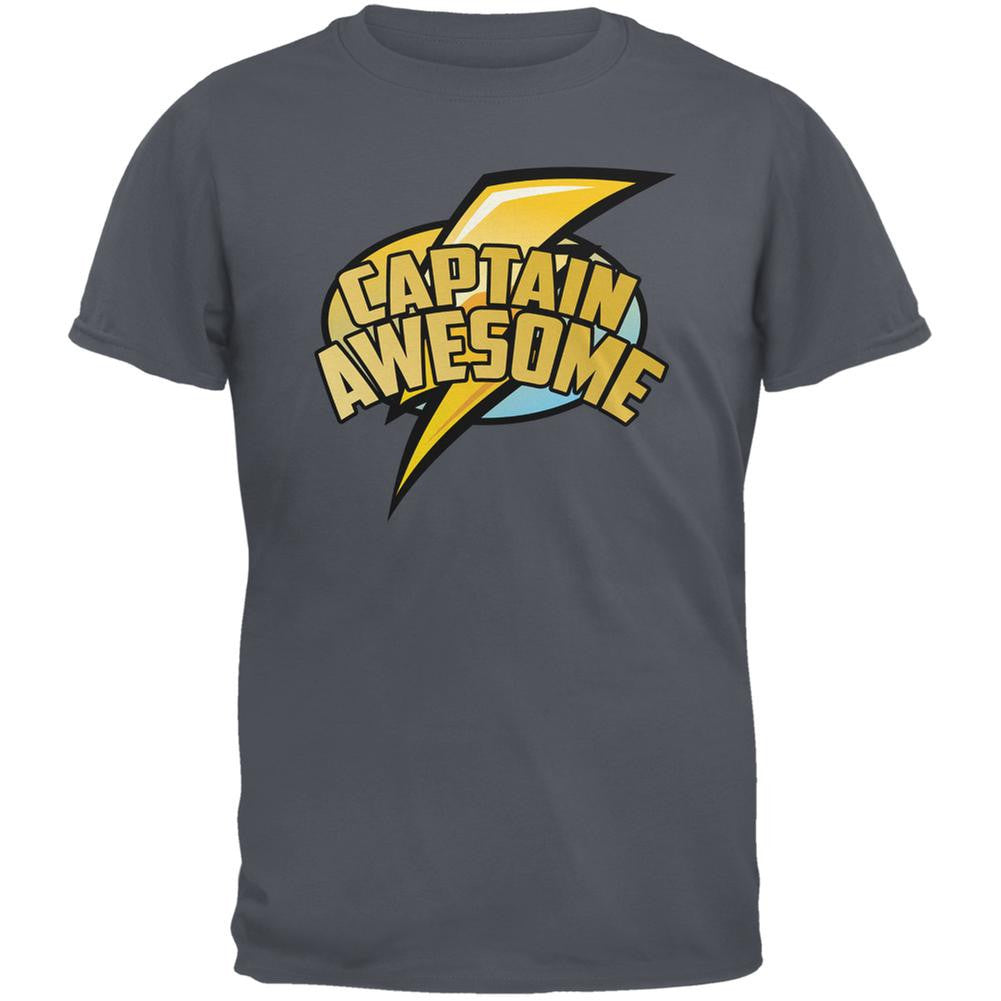 Captain Awesome Charcoal Grey Adult T-Shirt Men's T-Shirts Old Glory 2XL Grey 