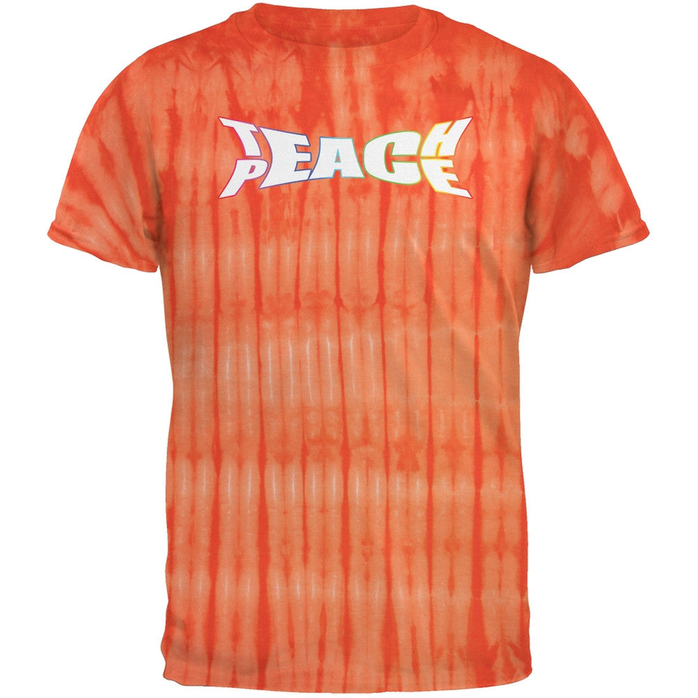 Teach Peace Bamboo Orange Tie-Dye Adult T-Shirt Men's T-Shirts Old Glory 2XL  