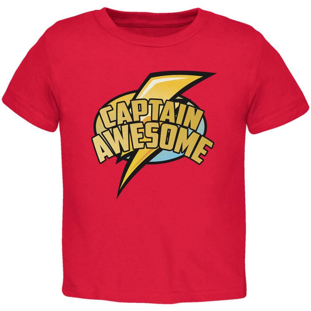 Captain Awesome Red Toddler T-Shirt Toddler T-Shirts Old Glory 2T Red 