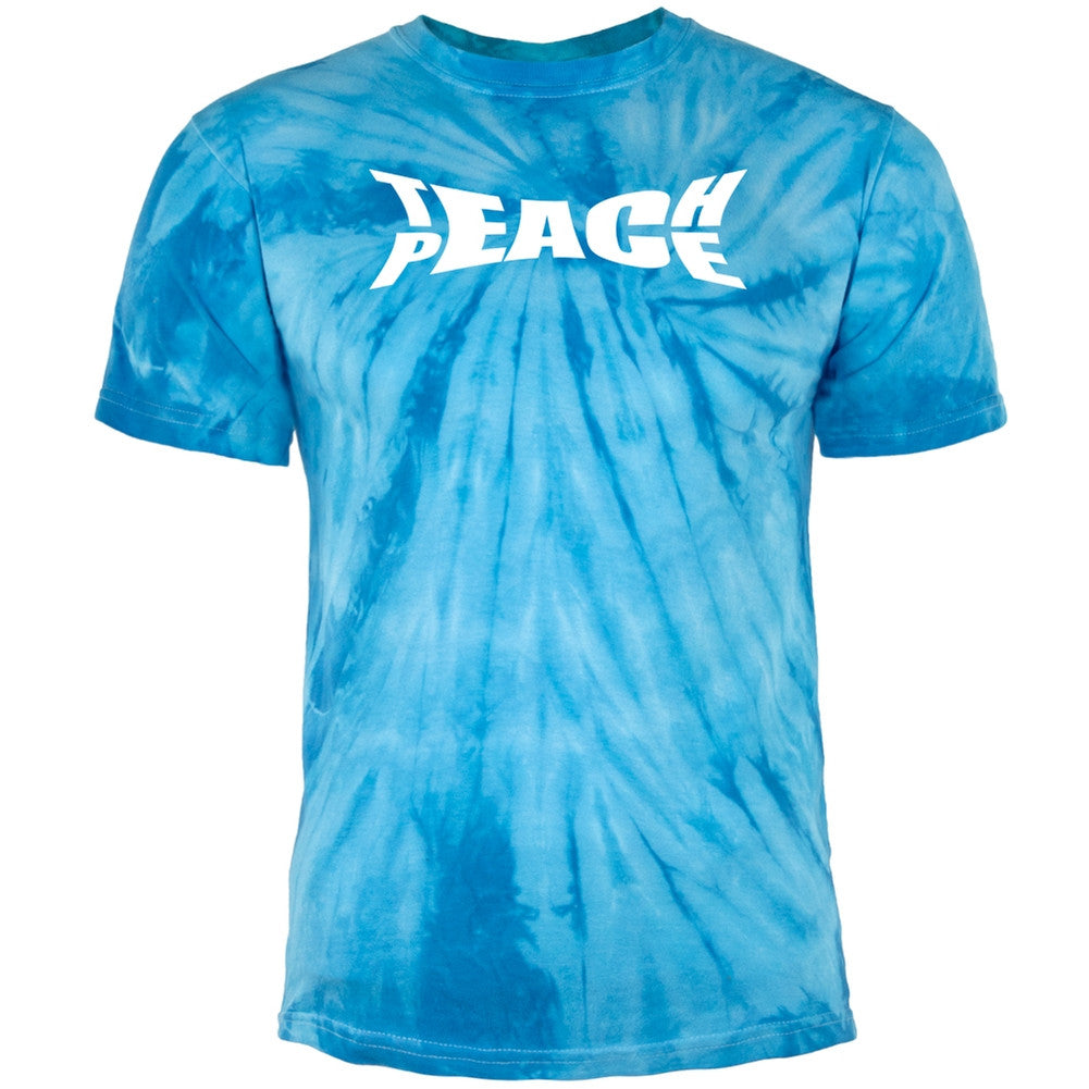 Teach Peace Pinwheel Blue Tie Dye Adult T-Shirt Men's T-Shirts Old Glory 2XL Blue 