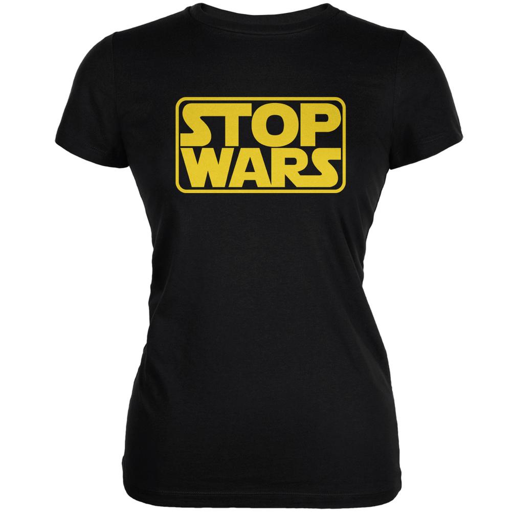 Stop Wars Black Juniors Soft T-Shirt Juniors T-Shirts Old Glory 2XL Black 